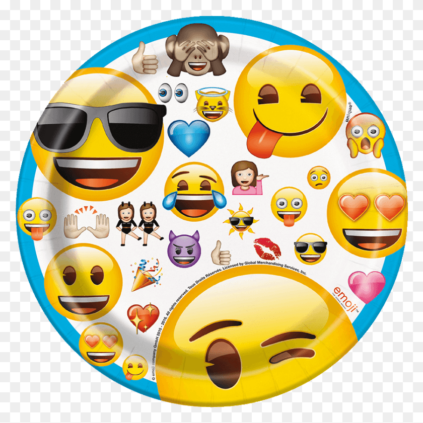836x838 Emoji Paper Plates Small Tether Float Emoji Party Emoji Plates, Солнцезащитные Очки, Аксессуары, Аксессуар Hd Png Скачать