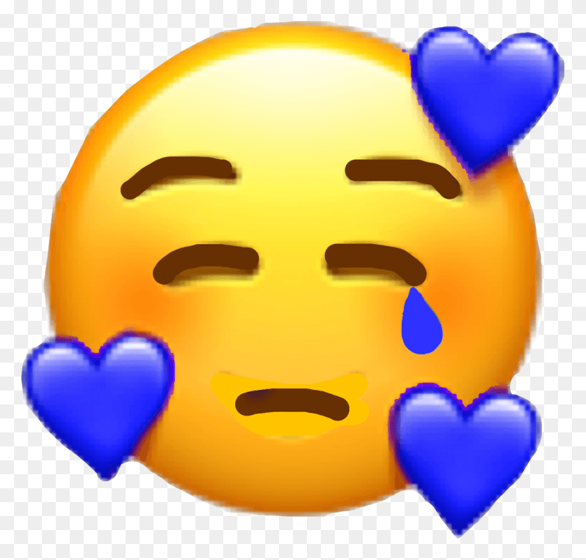 1130x1077 Emoji Sad Tears Sademoji Tumblr Blue Freetoedit Stickers New Heart Face Emoji, Food, Mask, Sweets HD PNG Download