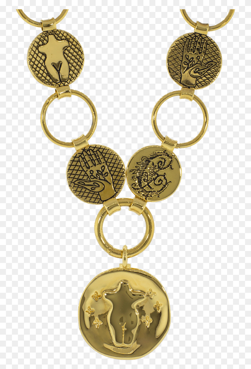 735x1175 Descargar Png / Emoji Collar Corto De Latón, Oro, Colgante, Medallón Hd Png