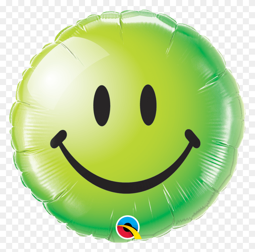 1020x1008 Descargar Png Emoji Cara Sonriente Verde Globo De Aluminio De 18 Pulgadas Cara Sonriente Globo Transparente, Planta, Fruta, Alimentos Hd Png