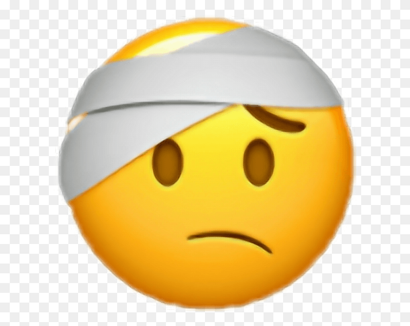 620x608 Emoji Sticker Face With Head Bandage Emoji, Helmet, Clothing, Apparel HD PNG Download