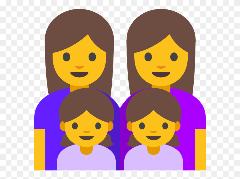 601x567 Emoji U1f469 200d 1f469 200d 1f467 200d 1f467 Emoji Of A Girl And Boy, Face, Person, Human HD PNG Download