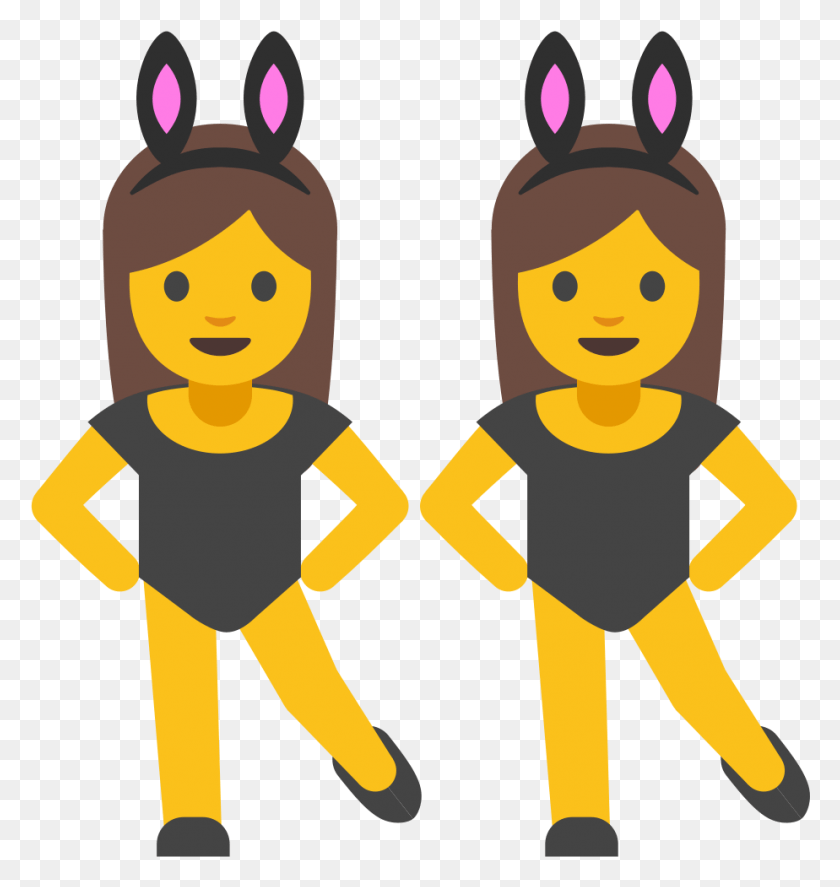 924x980 Descargar Png Emoji U1F46F 200D Bunny Girls Emoji, Persona, Mano Hd Png