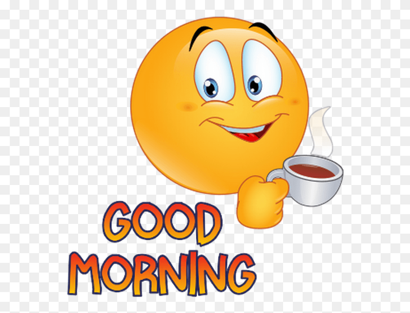 576x583 Emoji World Доброе Утро Любовь Доброе Утро Emoji, Чашка Кофе, Чашка, Напиток Hd Png Скачать