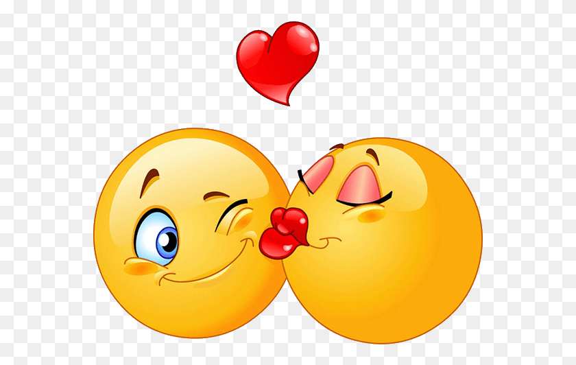 569x472 Emoticon Clip Art Sweet Transprent Free Kissing Emojis, Balloon, Ball, Heart HD PNG Download