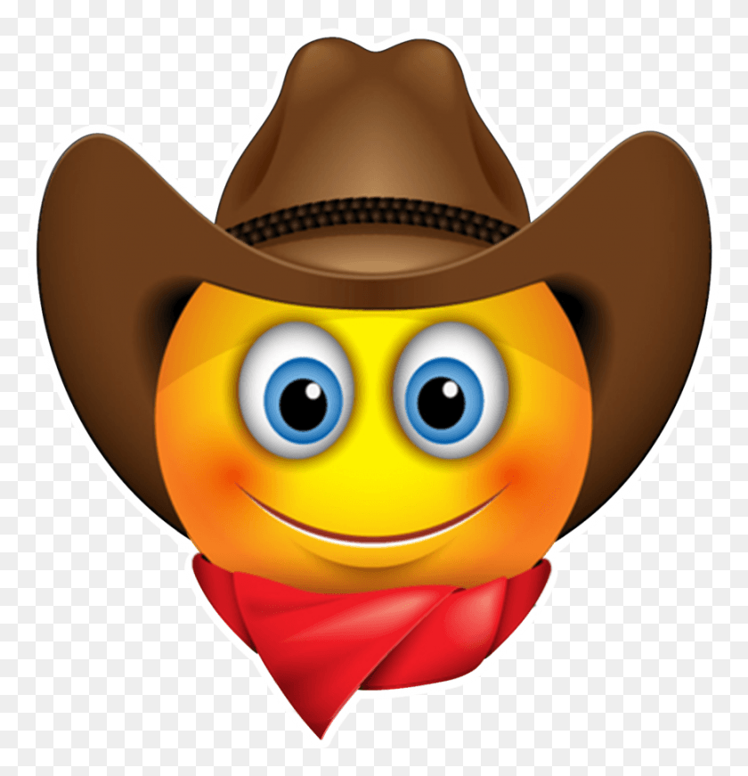 871x906 Emoticon Smiley Sunglasses Cowboy Emoji Free Angry Cowboy Emoji, Clothing, Apparel, Cowboy Hat HD PNG Download