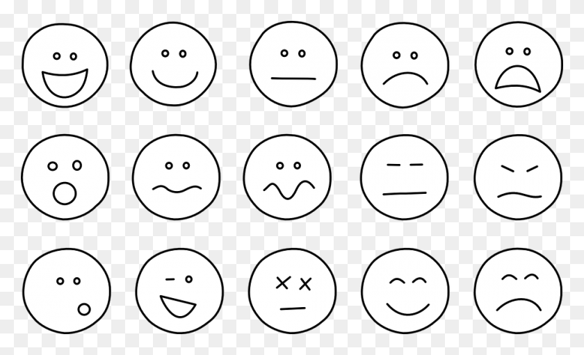 960x556 Descargar Png Emoticonos Smiley Smilies Conjunto Simple Emociones Emociones Dominio Público, Plantilla, Electrónica, Símbolo Hd Png