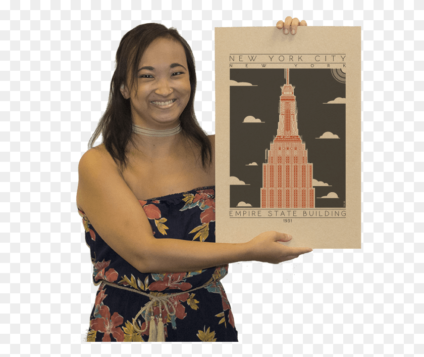 594x646 Empire State Building Digital Printing, Person, Human, Female HD PNG Download