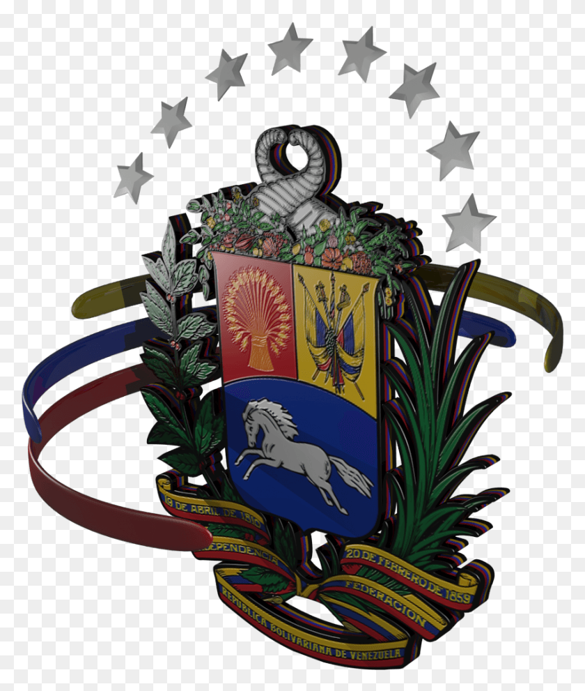 849x1014 En La Cinta Aparecen Las Siguientes Inscripciones Coat Of Arms Of Venezuela, Symbol, Emblem, Logo HD PNG Download