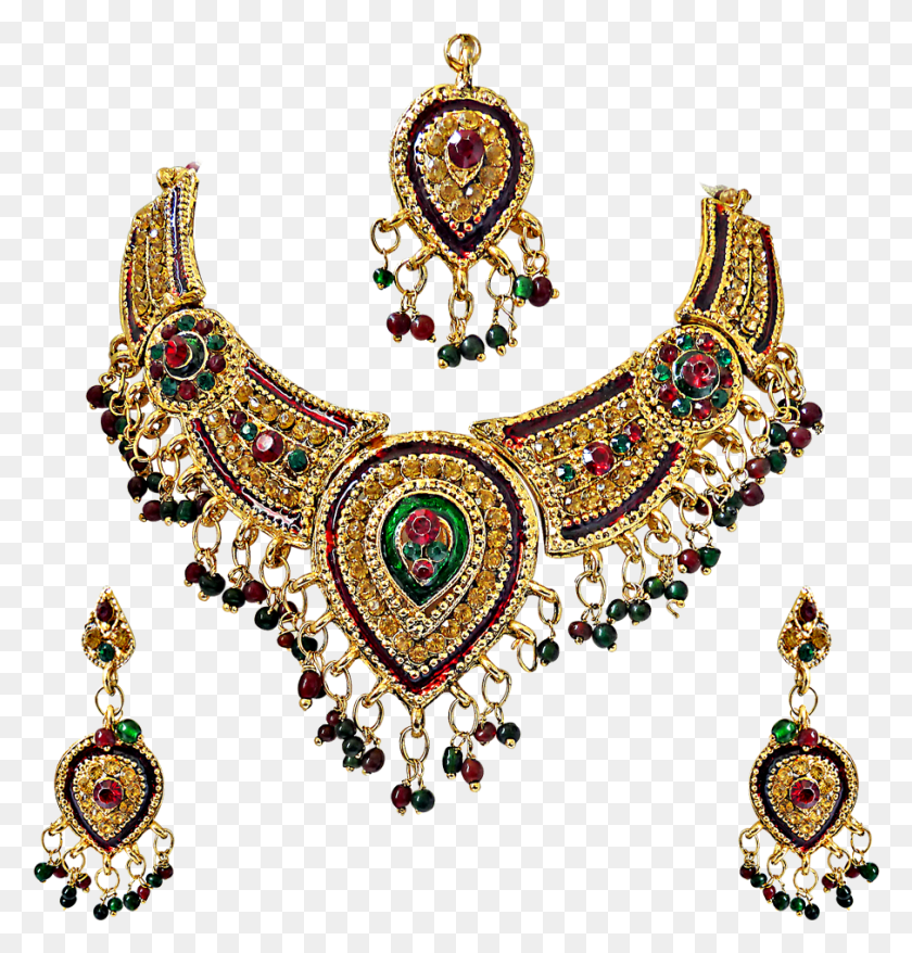 906x951 Enamelled With Mahendi Crystel Kundan Polki Fashion, Necklace, Jewelry, Accessories Descargar Hd Png