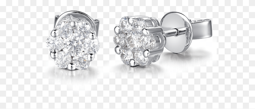 588x301 Enchanting 6 Petal Diamond Stud Earrings Earrings, Accessories, Accessory, Jewelry Descargar Hd Png