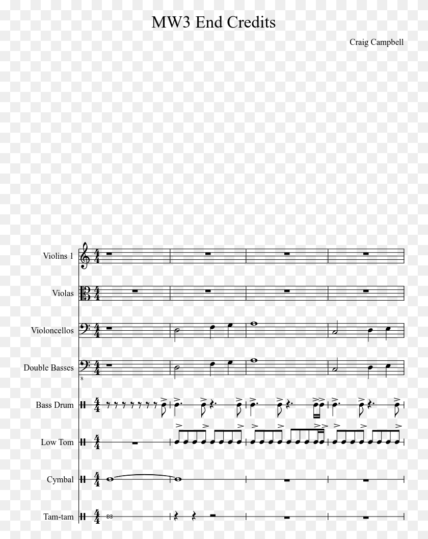 749x996 End Credits Sheet Music Composed By Craig Campbell Sheet Music, Gray, World Of Warcraft HD PNG Download
