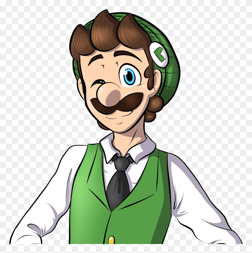 1401x1409 Energetic And Wise Luigi Is Your Younger Twin Brother Cartoon, Costume, Person, Human HD PNG Download