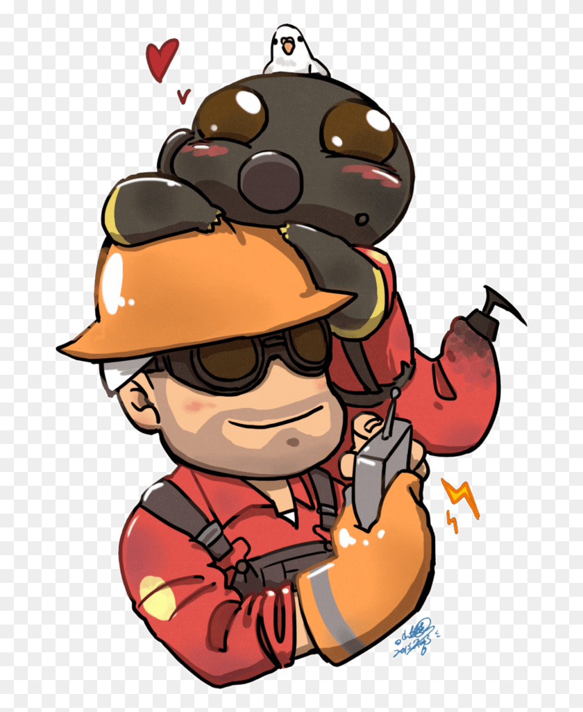 687x966 Engie And Pyro Engie And Pyro, Person, Human, Helmet HD PNG Download