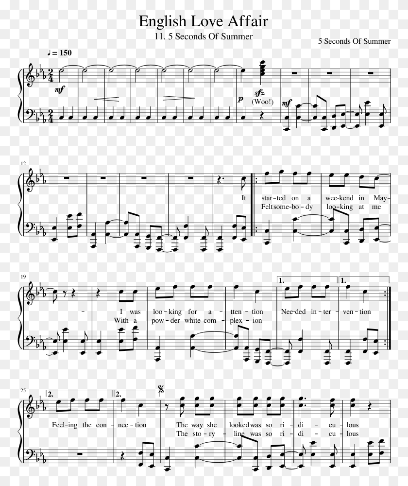 770x940 English Love Affair Sheet Music Composed By 5 Seconds Age Of Empires 2 Piano Sheet Music, Gray, World Of Warcraft HD PNG Download