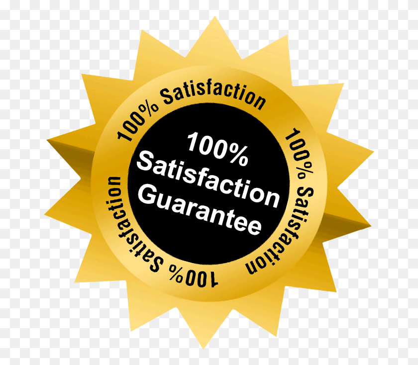 666x674 Enjoy A 100 Satisfaction Guaranteed Service Label, Text, Logo, Symbol HD PNG Download