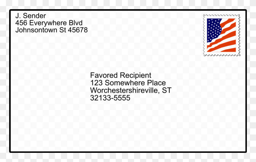 900x543 Envelope With Stamp 01, Text, Flag, Symbol HD PNG Download