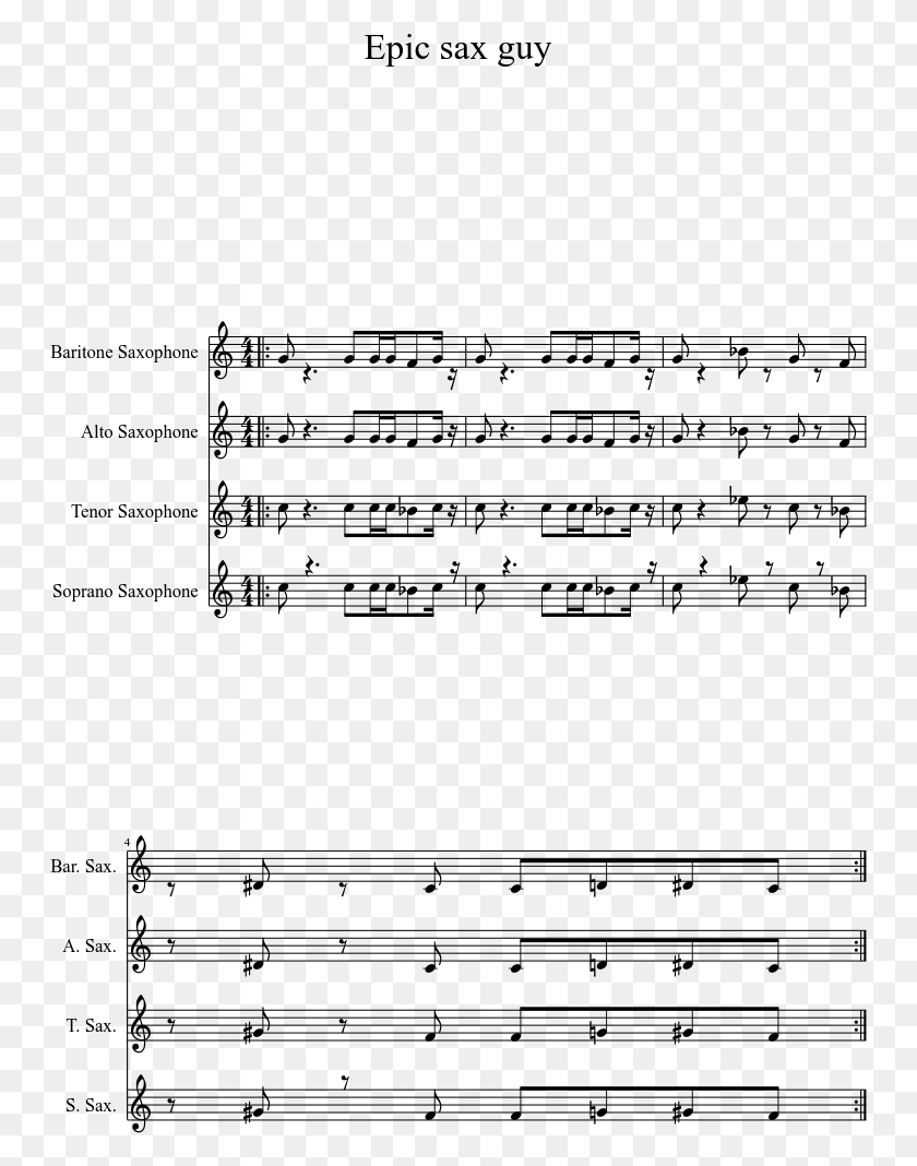 749x1008 Epic Sax Guy Sheet Music 1 Of 1 Pages Mr Sandman Alto Sax Sheet Music, Gray, World Of Warcraft HD PNG Download