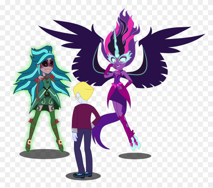 1170x1024 Equestria Girls Equestria39s Monster Girls Midnight Sparkle And Gaea Everfree, Costume, Graphics HD PNG Download