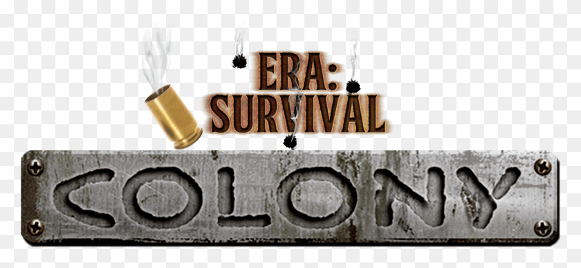 2122x894 Era Survival Colony Logo Diseño Gráfico, Texto, Arma, Armamento Hd Png