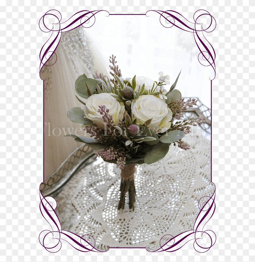 587x801 Erin Flower Girl Flowers For Ever After Artificial Artificial White Roses Bridal Bouquet, Plant, Flower Bouquet, Flower Arrangement HD PNG Download