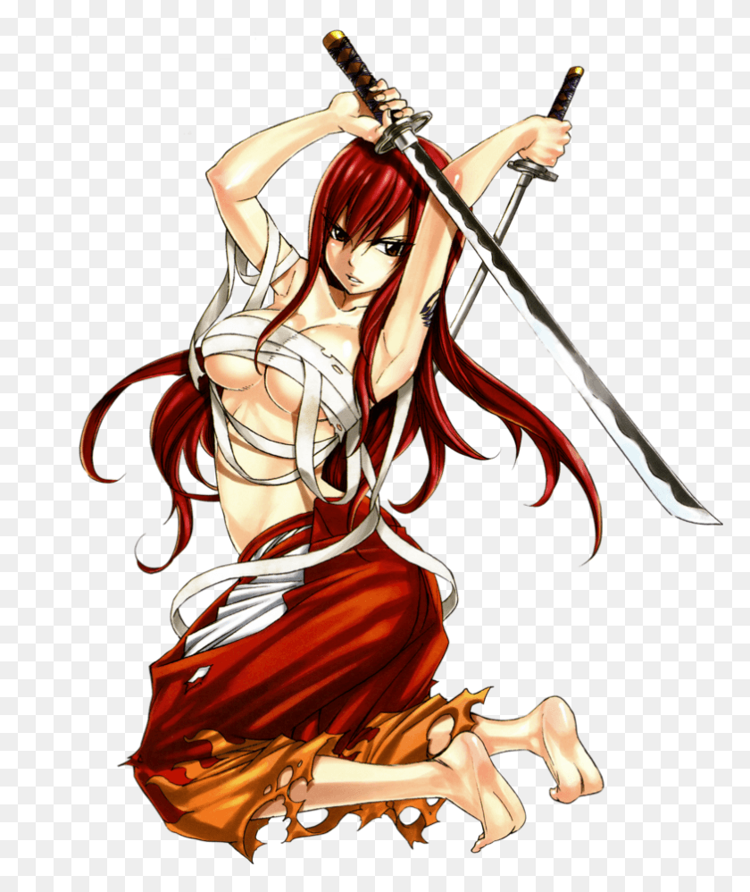 783x942 Erza Scarlet Erza Scarlet Dual Sword, Person, Human, Samurai HD PNG Download