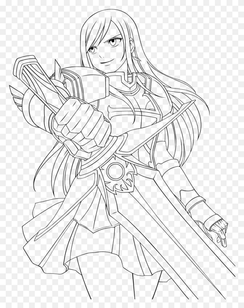 1090x1397 Erza Scarlet Fairy Tail Coloring Pages Sketch Coloring Coloriage Erza Fairy Tail, Gray, World Of Warcraft HD PNG Download