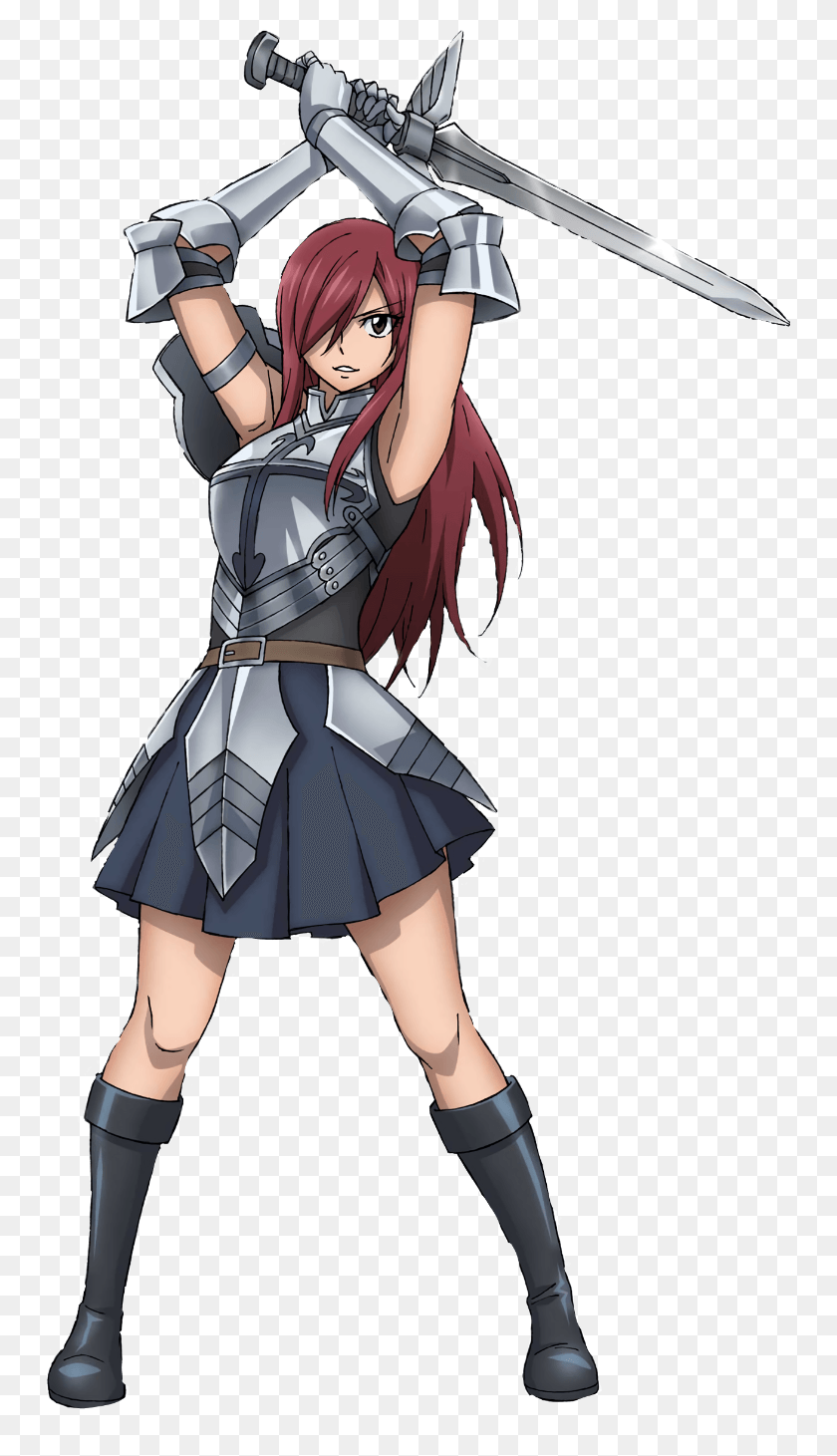 747x1401 Erza Sticker Fairy Tail Erza, Person, Human, Manga HD PNG Download