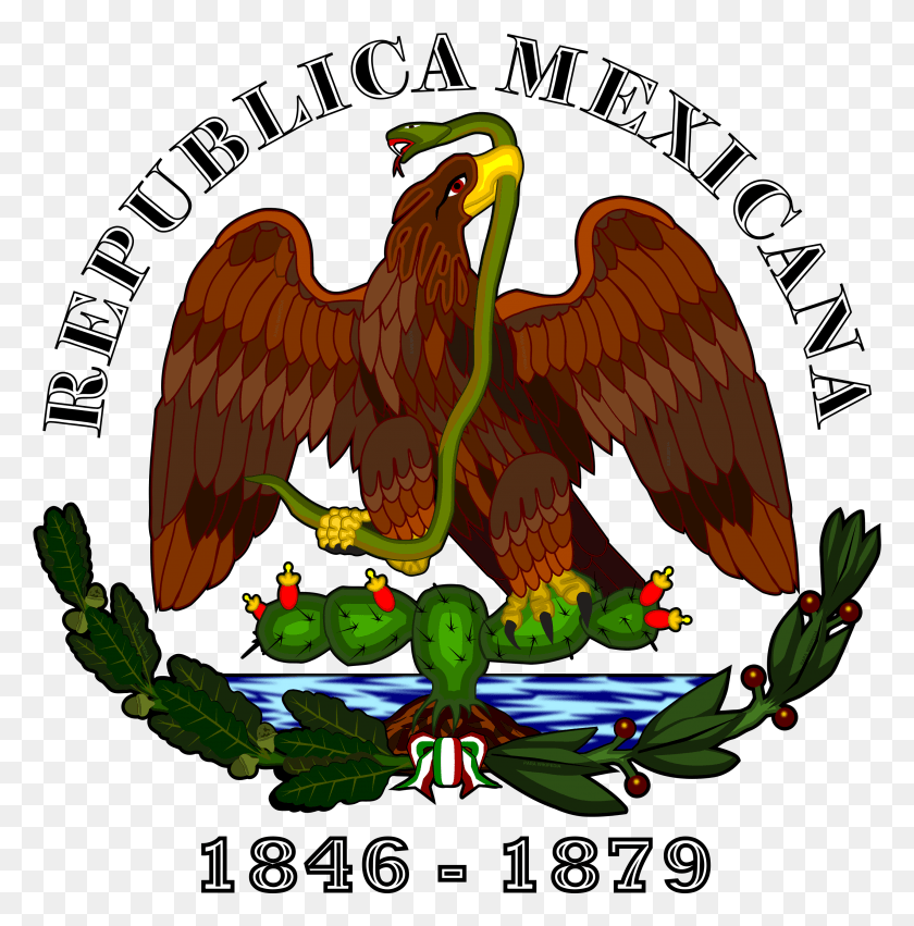 2901x2945 Esc Mex 1846 A 1879 Rep Mexicana Bandera De Mexico 1880 A, Eagle, Bird, Animal Hd Png