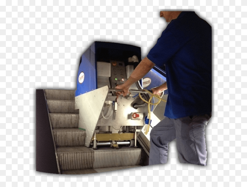 618x578 Escalator Cleaning Machine Machine Tool, Person, Human, Atm HD PNG Download
