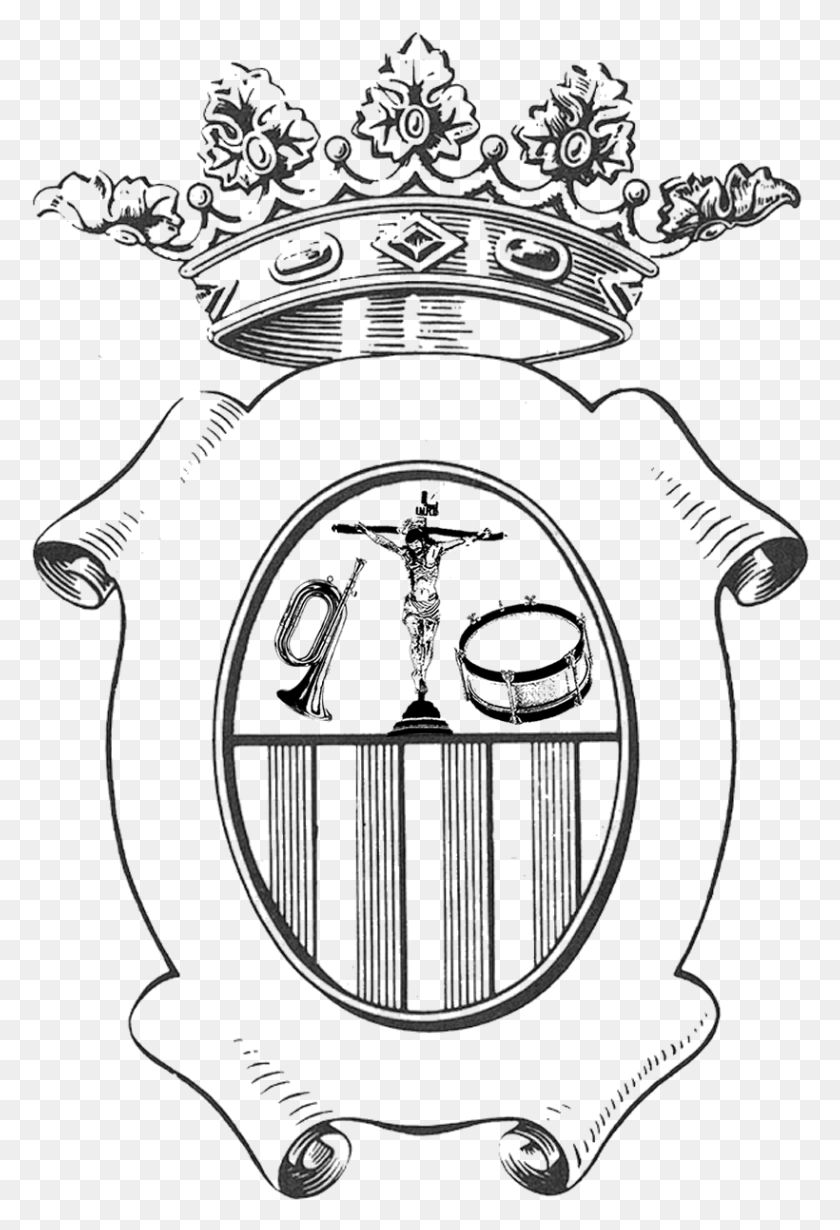 820x1231 Escudo De La Asociacin Cultural Musical De Cornetas Sketch, Logo, Symbol, Trademark Hd Png