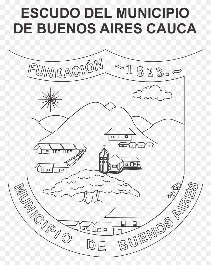 2492x3176 Escudo Para Colorear Fileescudo De Buenos Aires Cauca Cartoon, Armor, Text, Plant Hd Png Download
