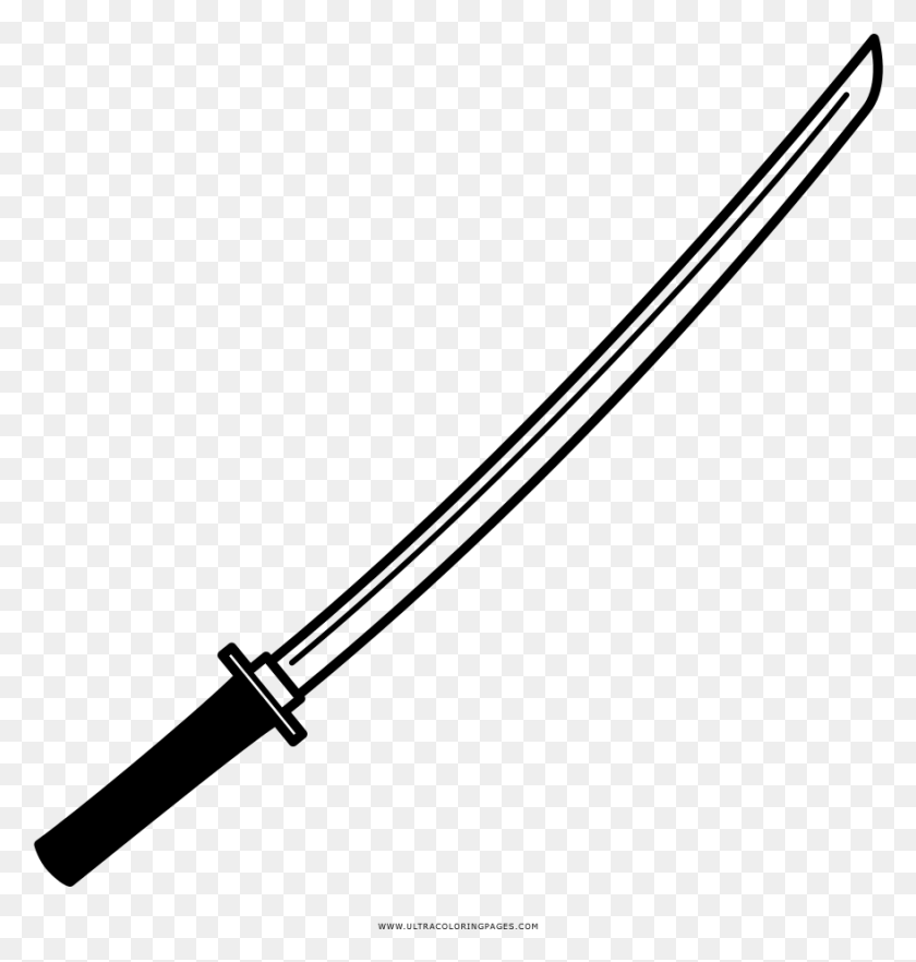 879x927 Espada Samurai Samurai Sword Coloring Page, Gray, World Of Warcraft HD PNG Download