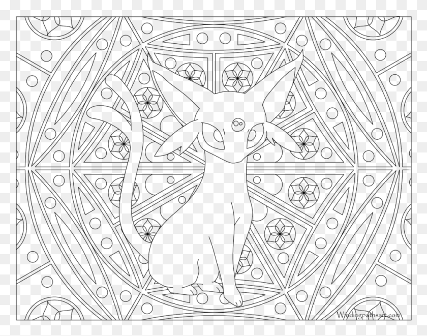 945x729 Espeon Pokemon Coloring, Gray, World Of Warcraft HD PNG Download
