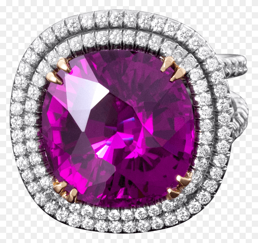 960x903 Estate Cushion Cut Purple Pink Sapphire Amp Diamond Ring Ruby, Diamond, Gemstone, Jewelry Hd Png Скачать