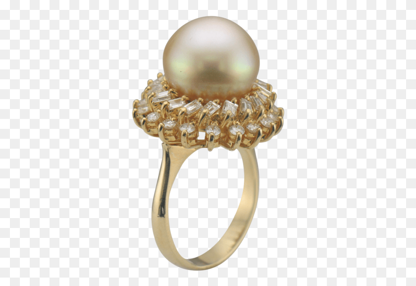 310x517 Estate Golden Pearl Diamond Ring In 18k Yellow Gold Engagement Ring, Jewelry, Accessories, Accessory HD PNG Download