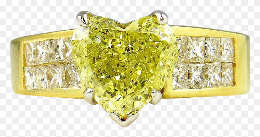 850x418 Estate Vintage Natural Fancy Yellow Heart Shape Engagement Ring, Accessories, Accessory, Jewelry HD PNG Download