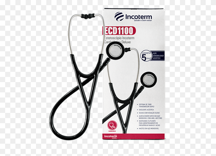 461x548 Descargar Png Estetoscpio Incoterm Cardiolgico Deluxe Ecd1100 Incoterm Estetoscopio, Electrónica, Etiqueta, Texto Hd Png