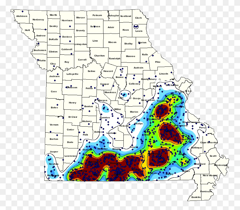 769x673 Estimated Black Bear Distribution In Missouri Based Black Bear Missouri, Map, Diagram, Plot HD PNG Download