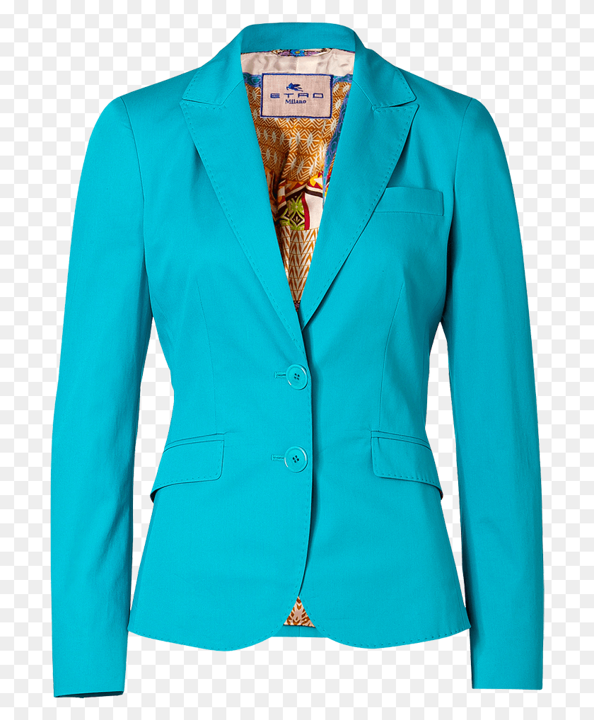 700x958 Etro Turquoise Cotton Stretch Blazer Button, Clothing, Apparel, Jacket HD PNG Download