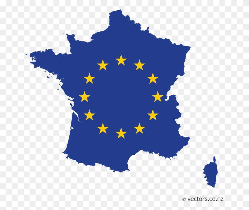 669x650 Eu Flag Vector Map Of France France Capital City Map, Symbol, Star Symbol, Leaf HD PNG Download