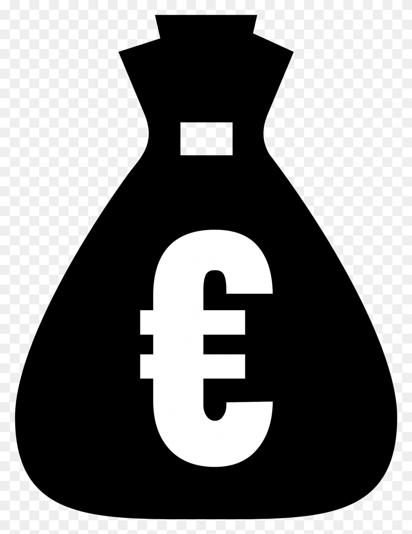 1821x2401 Euro Money Bag Transparent Money Clipart Black, Number, Symbol, Text HD PNG Download
