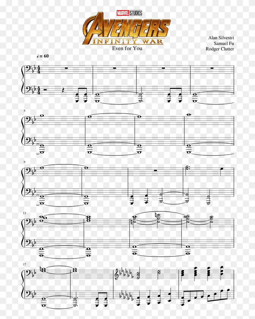 708x990 Even For You Infinity War Piano Sheet, Gray, World Of Warcraft HD PNG Download