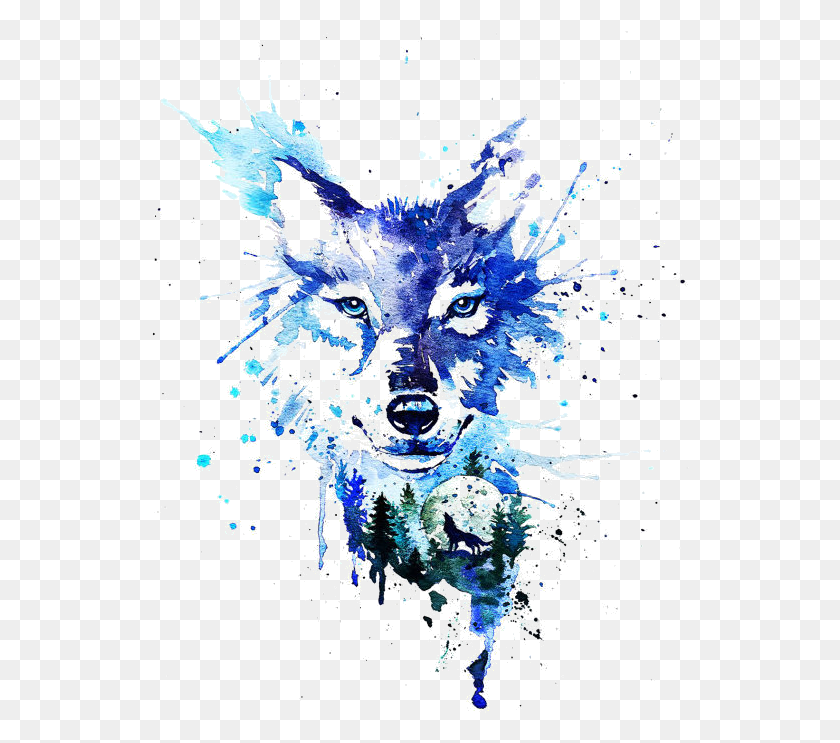 538x683 Events Watercolour Wolf Head, Pattern, Outdoors, Crystal Descargar Hd Png