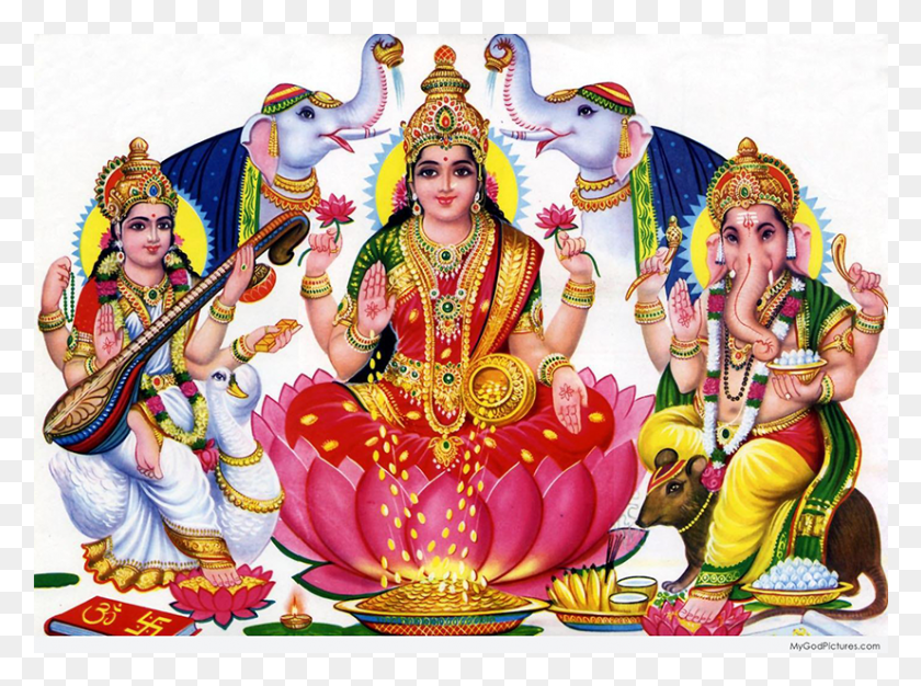 826x600 Every Year On The Auspicious New Moon Day Which Is 3d Laxmi Ganesh Saraswati, Person, Human, Crowd HD PNG Download