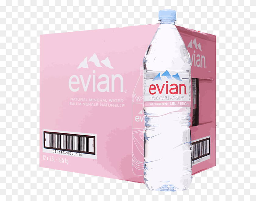 582x600 Evian Water 12pk1l Evian 24 Pack, Mineral Water, Beverage, Water Bottle HD PNG Download