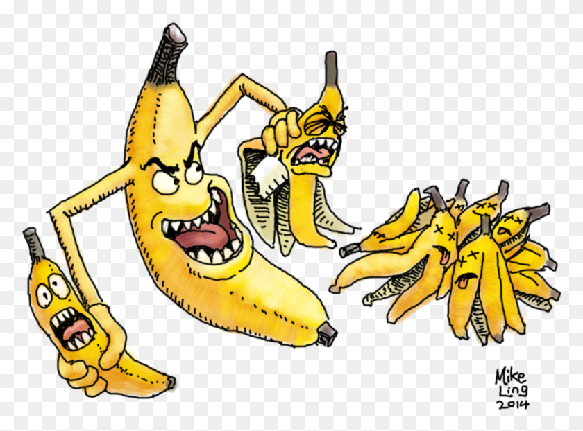 984x710 Злой Клипарт Обыватель Банан Ест Банан Рисунок, Растение, Фрукты, Еда Hd Png Скачать