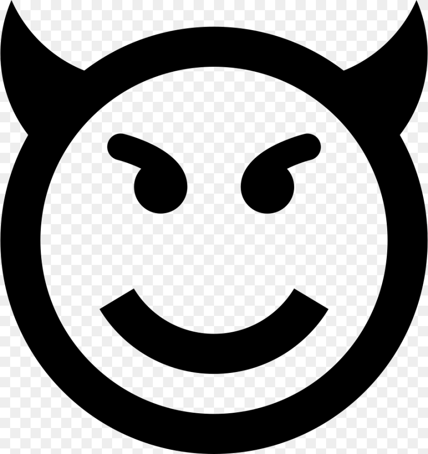 Evil Comments Evil Emoji Black And White, Stencil, Symbol Clipart PNG