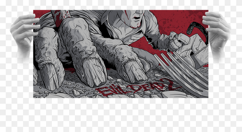 1021x521 Evil Dead 2 Ap Screen Print Illustration, Person, Human, Comics HD PNG Download