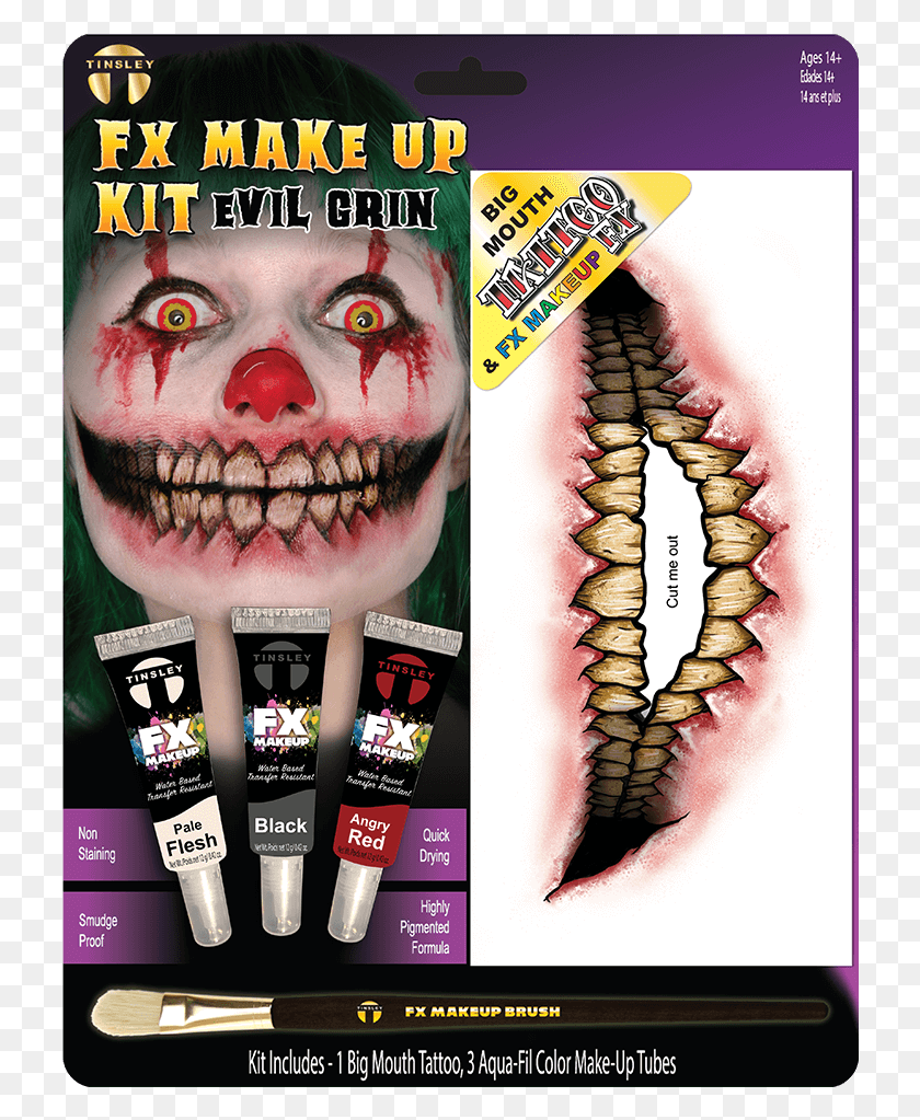 728x963 Evil Grin Fx Zombie Makeup Kits From Party City, Jaw, Interior Design, Indoors HD PNG Download